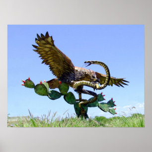 Statue des mexikanischen Wappens Poster