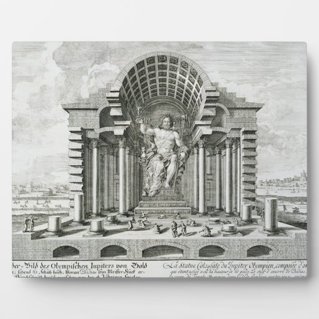 Statue des Olympischen Zeus, gemacht von Phidias i Fotoplatte (Vorderseite)