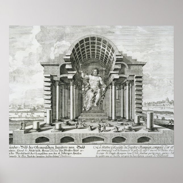 Statue des Olympischen Zeus, gemacht von Phidias i Poster (Vorne)