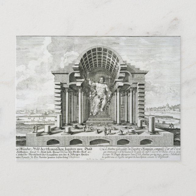 Statue des Olympischen Zeus, gemacht von Phidias i Postkarte (Vorderseite)