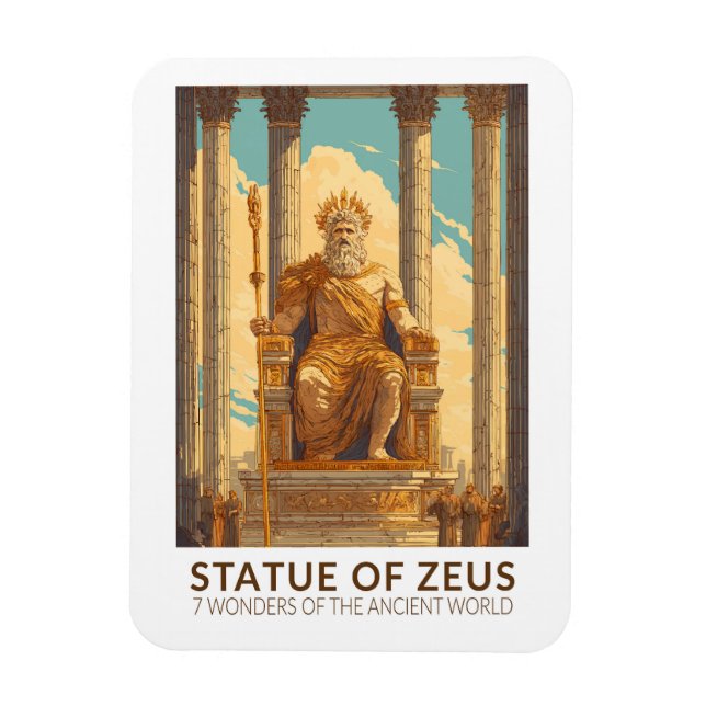 Statue des Zeus Sieben Weltwunder Vintage Magnet (Vertikal)