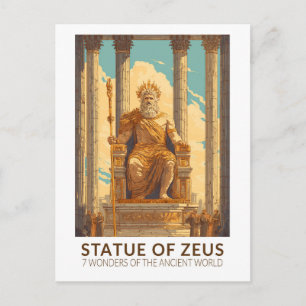 Statue des Zeus Sieben Weltwunder Vintage Postkarte