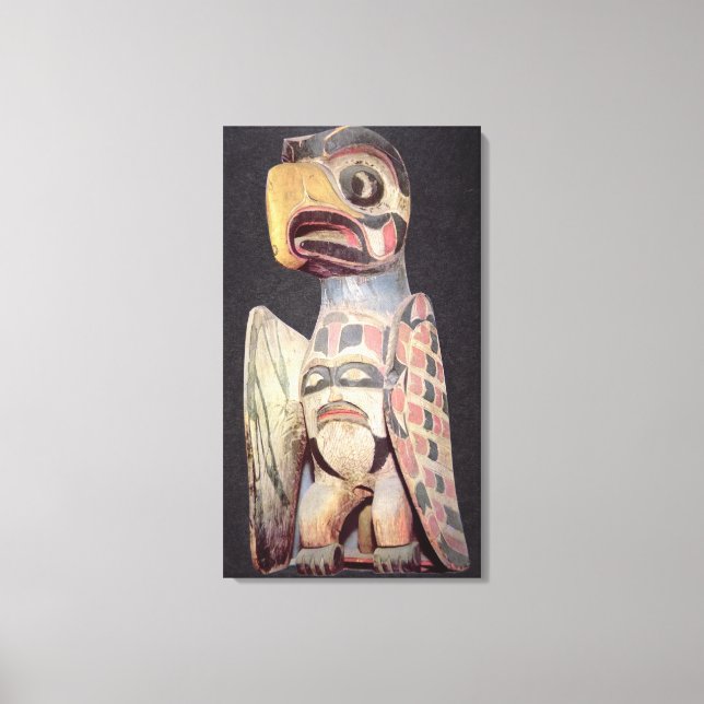 Statue Haida "Thunderbird" (lackiertes Holz) Leinwanddruck (Vorderseite)