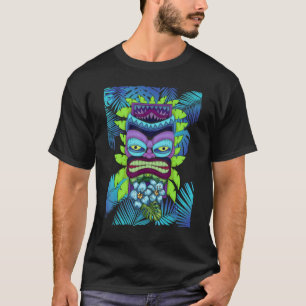 Statue Hawaiian Totem Tiki Maske Luau Tropischer F T-Shirt