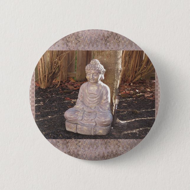 Statue-Idol-Frieden Buddhas buddhistischer Button (Vorderseite)