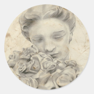 Statue im Garten I Runder Aufkleber