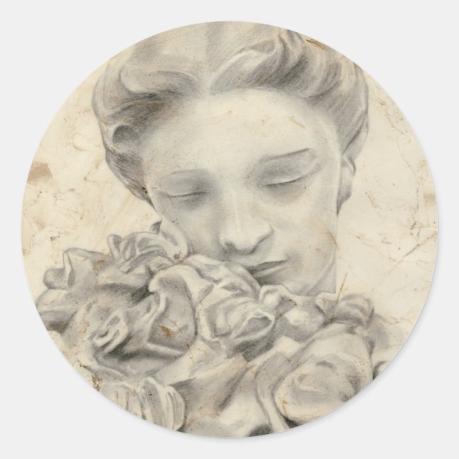 Statue im Garten I Runder Aufkleber (Vorderseite)