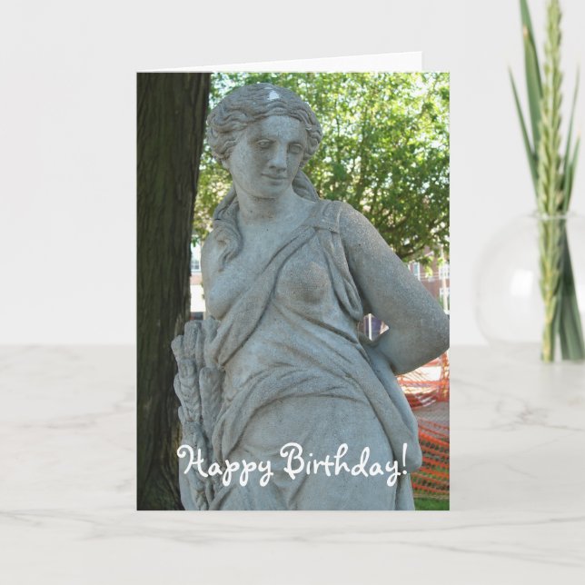 Statue im Park, Happy Birthday! Karte (Vorderseite)