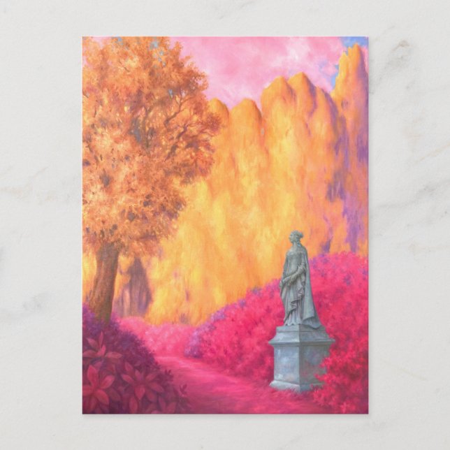 "Statue in einem Garten." Postkarte (Vorderseite)