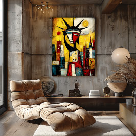 Statue Liberty Zeitgenössischer Abstrakter Express Poster