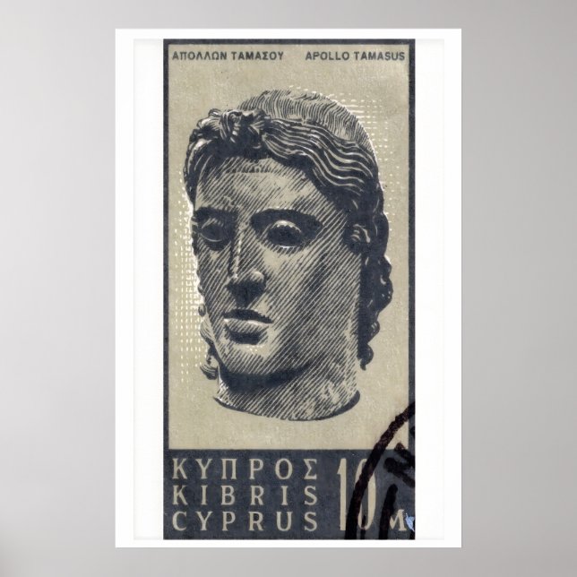 Statue of Apollo - Cyprus - Postage Stamp Print Poster (Vorne)