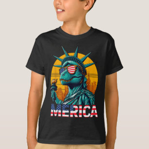Statue Of Liberty 4. Juli Trex Jungen Amerikanisch T-Shirt