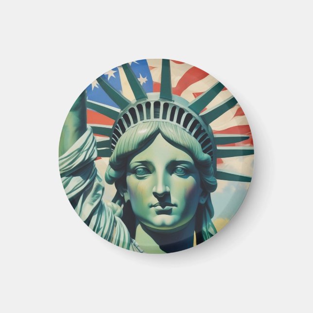 Statue of Liberty & American Flag Art New York Magnet (Vorne)