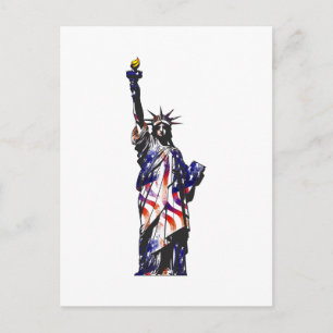 Statue of Liberty American USA National Flag Indep Postkarte