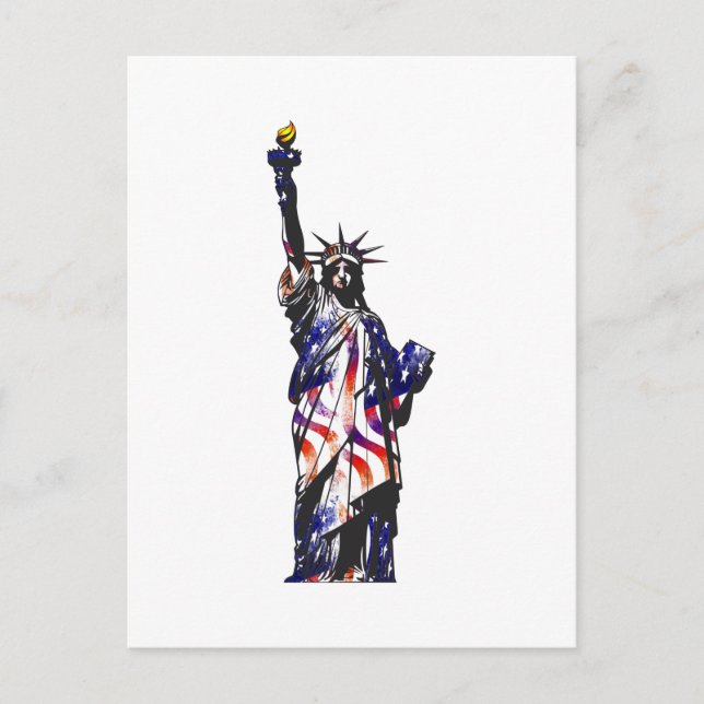 Statue of Liberty American USA National Flag Indep Postkarte (Vorderseite)