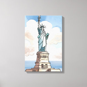 Statue of Liberty   Aquarell Wahrzeichen Leinwanddruck