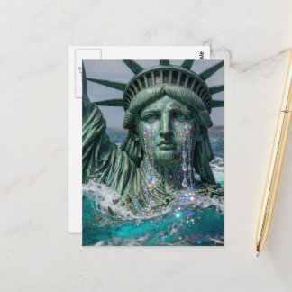 Statue of Liberty Cries and Melts in Water Postkarte