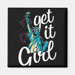 Statue of Liberty Get Girl Amerikanische Flagge 4. Magnet