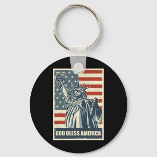 Statue Of Liberty Gott segne Amerika 4. Juli USA Schlüsselanhänger