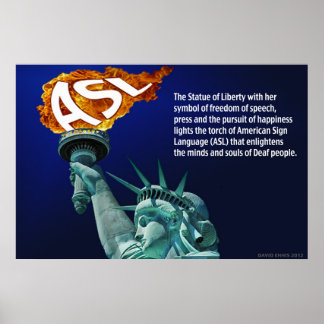 Statue of Liberty Lights Ihr Torch für ASL 36"x24" Poster
