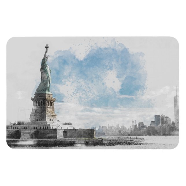 Statue of Liberty Magnet Manhattan NYC Wasserfarbe (Horizontal)