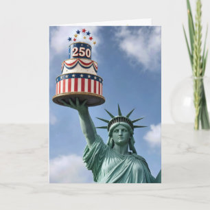 Statue of Liberty mit einem 250. Geburtstagskuchen Karte