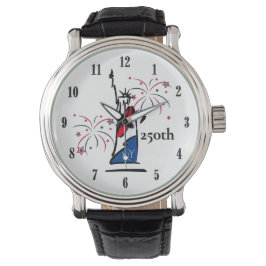 Statue of Liberty mit Feuerwerk 250. Unabhängigkei Armbanduhr