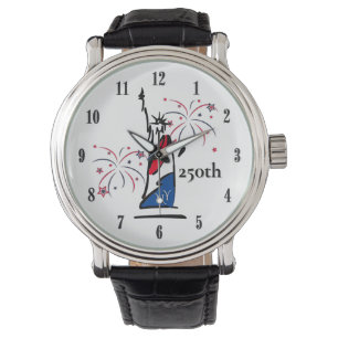 Statue of Liberty mit Feuerwerk 250. Unabhängigkei Armbanduhr