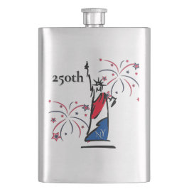Statue of Liberty mit Feuerwerk 250. Unabhängigkei Flachmann