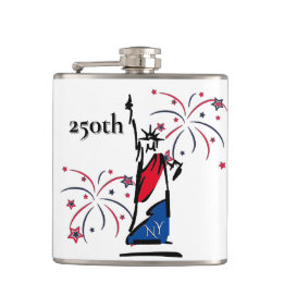 Statue of Liberty mit Feuerwerk 250. Unabhängigkei Flachmann