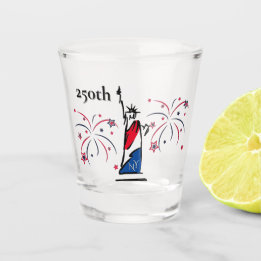 Statue of Liberty mit Feuerwerk 250. Unabhängigkei Schnapsglas