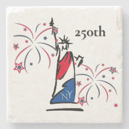 Statue of Liberty mit Feuerwerk 250. Unabhängigkei Steinuntersetzer