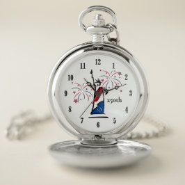 Statue of Liberty mit Feuerwerk 250. Unabhängigkei Taschenuhr