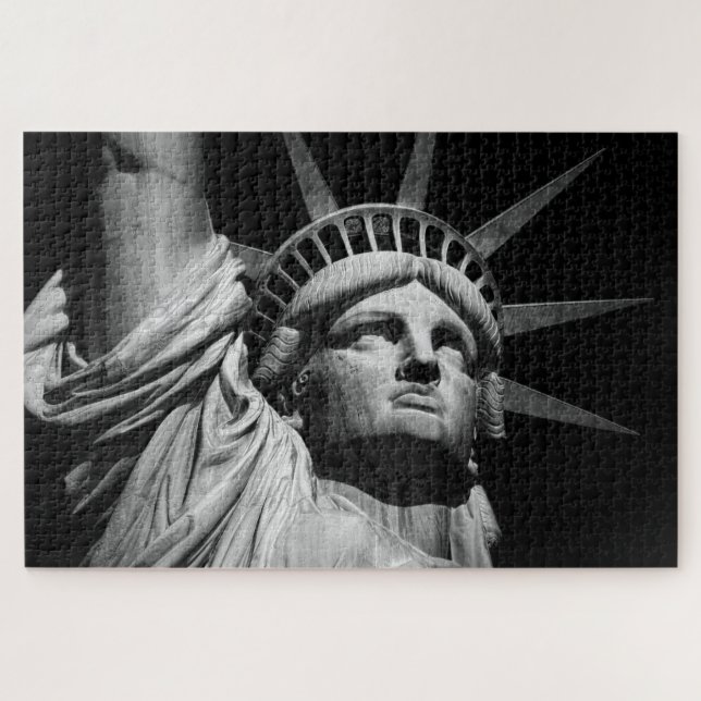 Statue of Liberty New York City Black & White Puzzle (Horizontal)