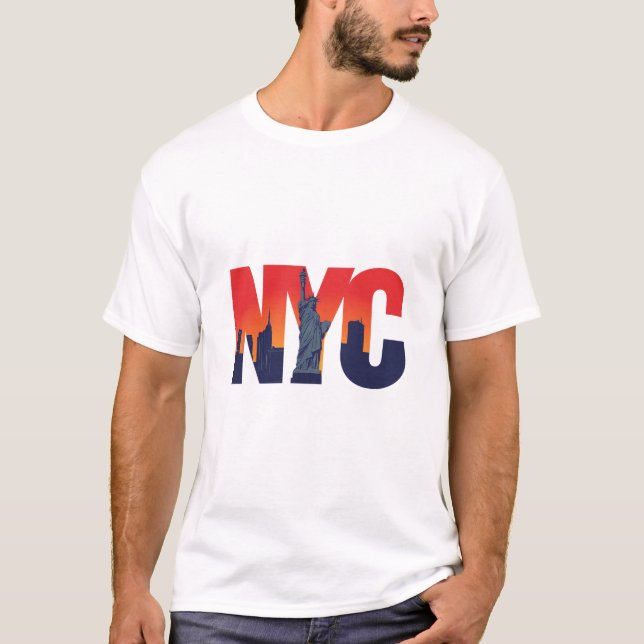 Statue of Liberty New York City Skyline Design T-Shirt (Vorderseite)
