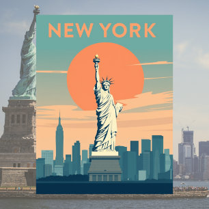 Statue of Liberty New York City Vintage Reise Postkarte