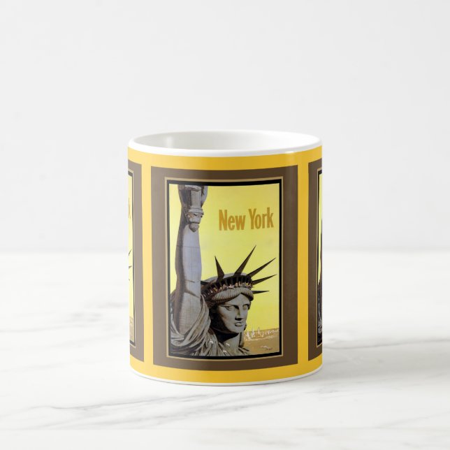statue of liberty new york travel poster kaffeetasse (Mittel)