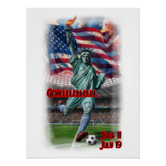 Statue of Liberty playing Soccer on a  Poster