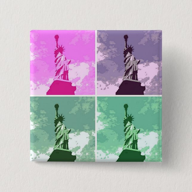 Statue of Liberty Pop Art USA Symbol Button (Vorderseite)