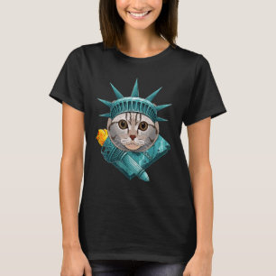 Statue Of Liberty Scottish Fold 4. Juli Katze Us T-Shirt