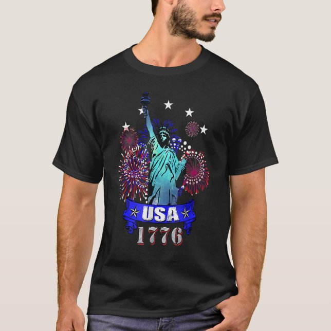 Statue of Liberty Statue 1776 USA New York T-Shirt (Vorderseite)