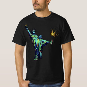 Statue of Liberty Tritt Krone Schablonen Kunst   V T-Shirt