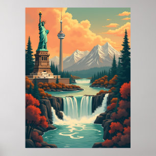 Statue of Liberty und CN Tower Landschaft Poster