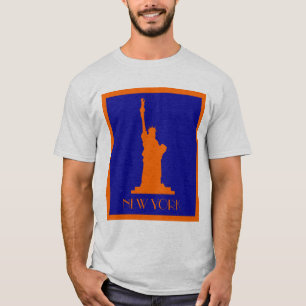 Statue Of Liberty und New York in Orange und Blau T-Shirt