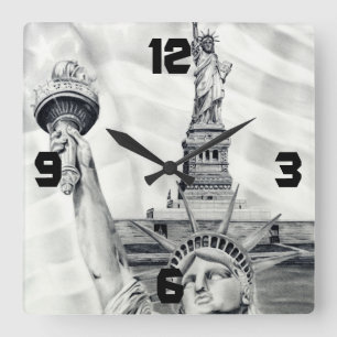 Statue of Liberty Wall Clock Quadratische Wanduhr