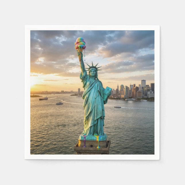 Statue of Liberty With Rainbow Ice Cream Cone Serviette (Vorderseite)