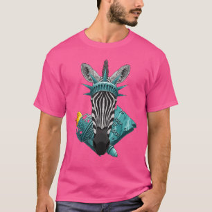 Statue Of Liberty Zebra 4. Juli Tier Usa Ame T-Shirt