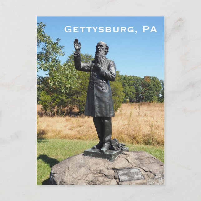 Statue Pater William Corby in Gettysburg PA Postkarte (Vorderseite)