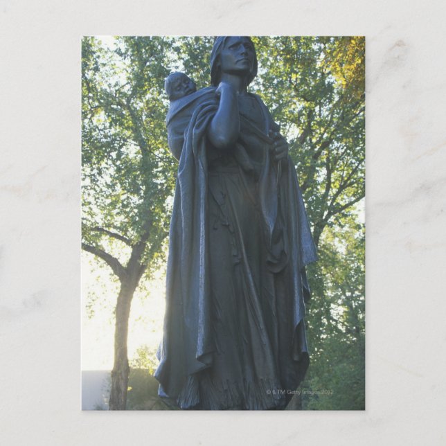 "Statue Sacagawea und ihr Sohn, Führer auf der Postkarte (Vorderseite)