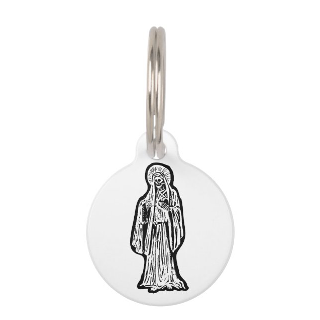 Statue Santa Muerte Haustiermarke (Vorderseite)
